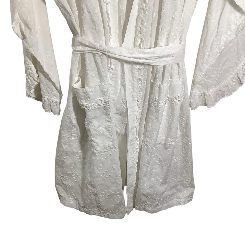 Eileen West Women’s White Embroidered Robe Vintage Y2K - Picture 3 of 10